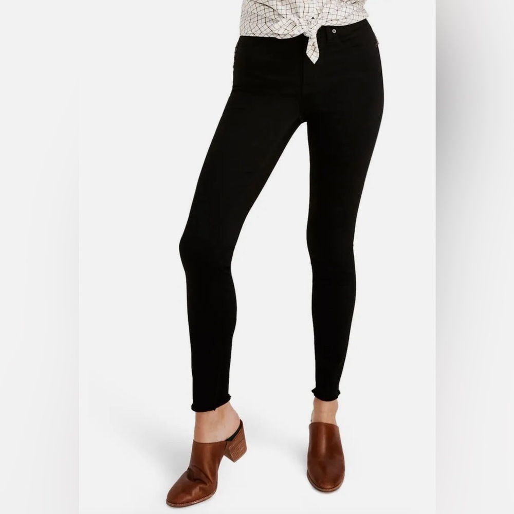 NWT Madewell 9” Raw Frayed Hem Ankle Skinny Jeans L8929 - Black - 30 stretch 10